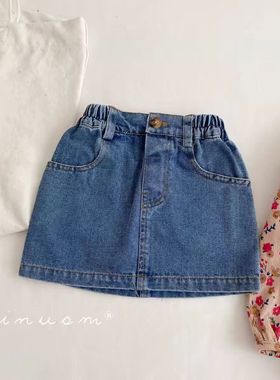 2025新款女童装牛仔短裙春夏韩版女宝宝一步半裙儿童半身牛仔百搭