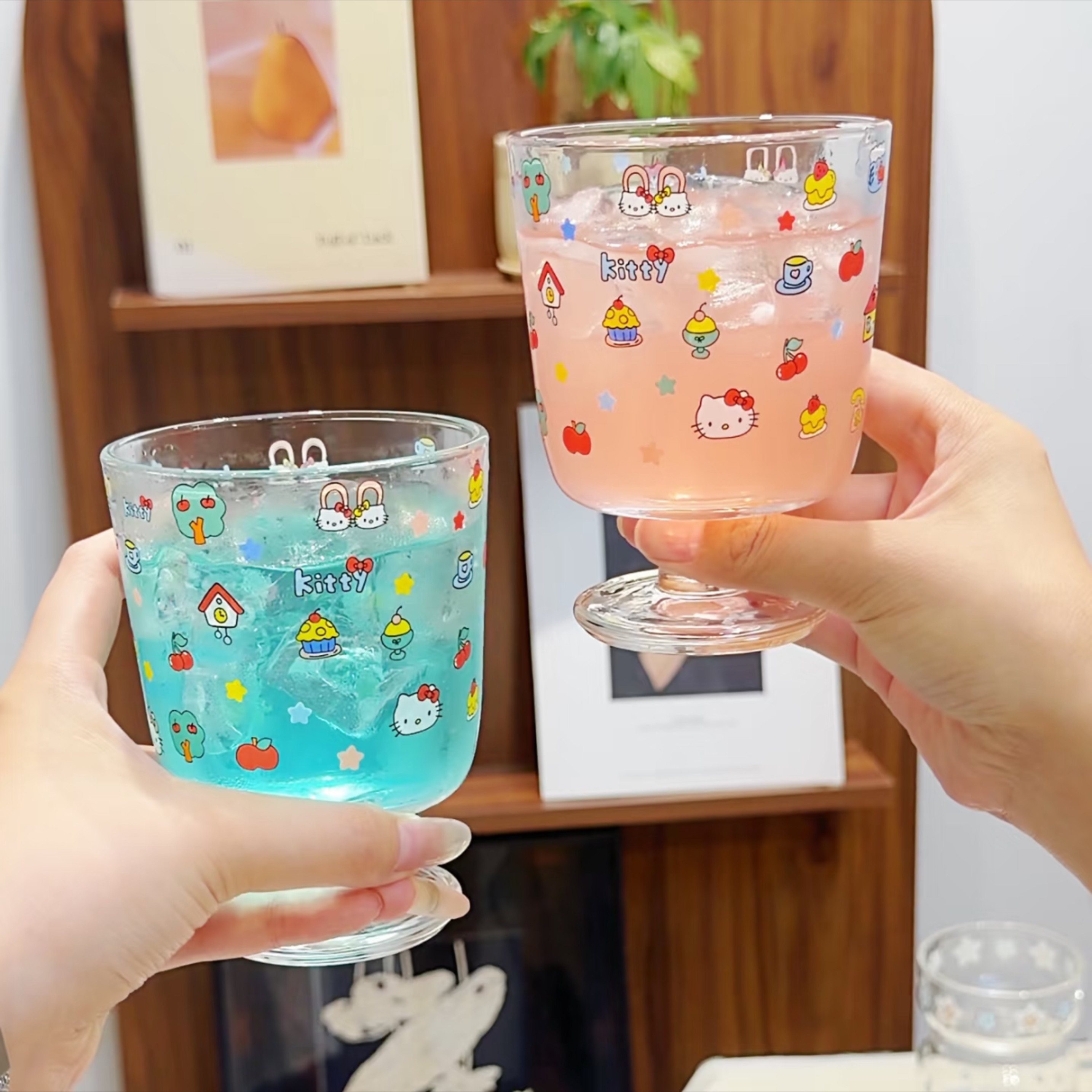 kt可爱卡通美少女玻璃杯高高温便携/折叠水杯