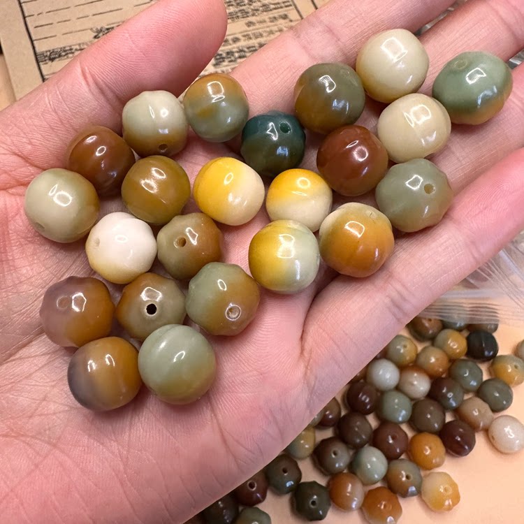 菩提根雕刻鲨鱼背手串佛珠自然风化彩色多宝手链项链男女情侣款