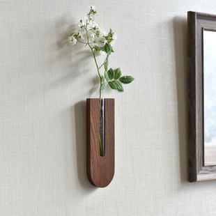 中古风奶油风墙面装 饰品墙壁花瓶壁挂件水培简约实木插花家用民宿