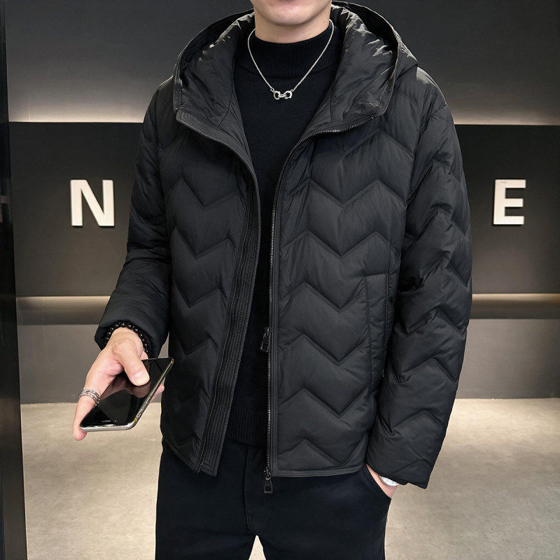 冬季新款男士连帽羽绒服韩版时尚潮流百搭轻薄保暖加厚防寒服外套