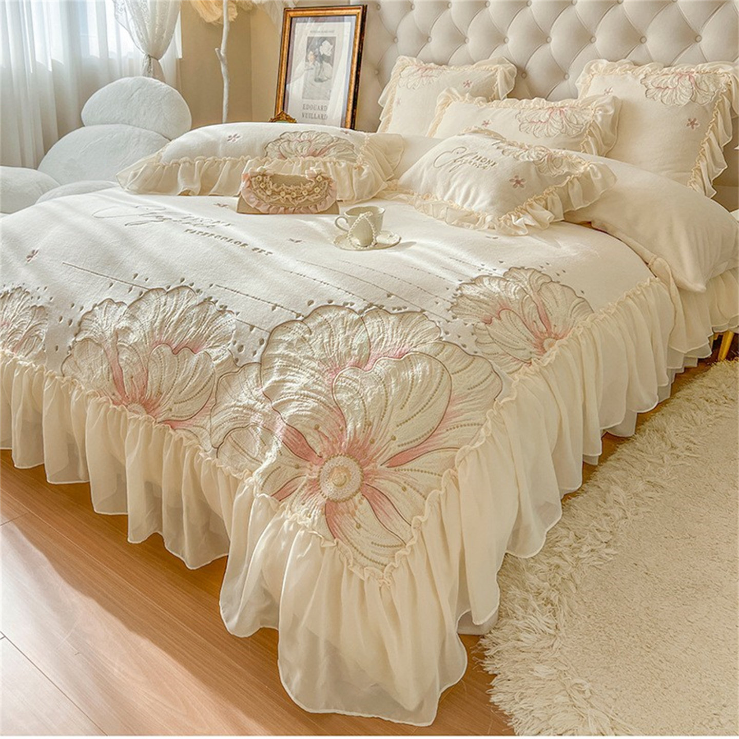 冬季牛奶绒床盖四件套加厚双面法兰绒加绒床单被套珊瑚绒床上冬天