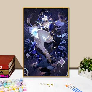 绮思晚星莱依拉画画diy数字油画手工填充手绘涂色丙烯油彩装饰画