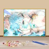 机逐封秘珐露珊人物diy数字油画手工减压填充涂色油彩画装 饰挂画