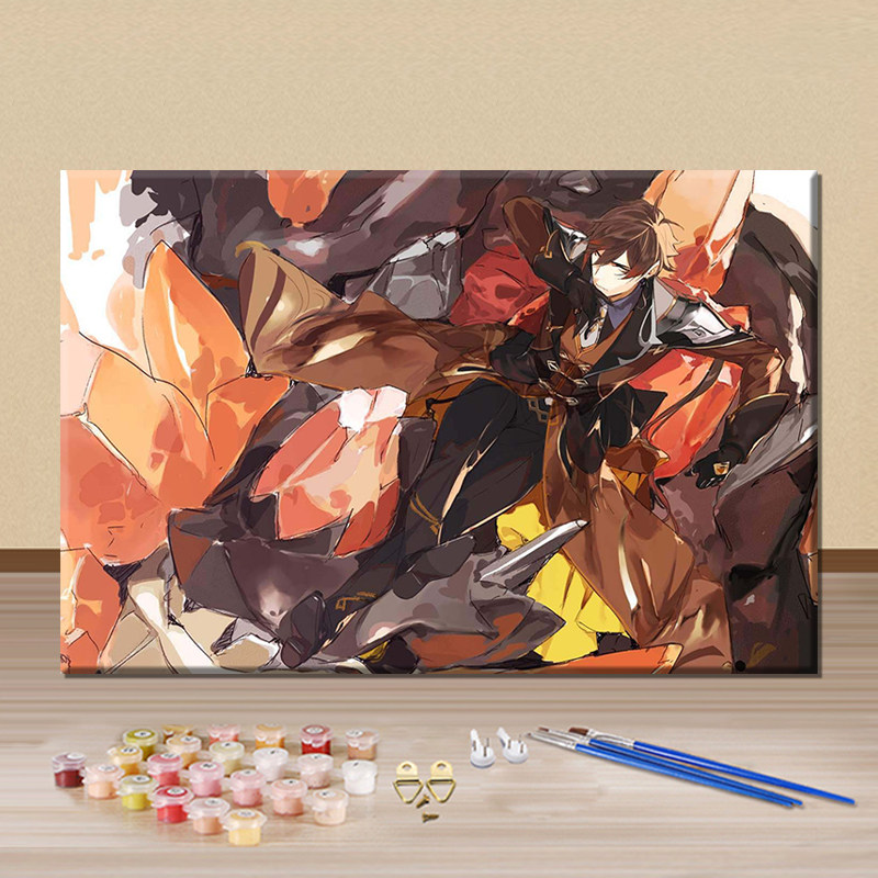 原神公子达达利亚diy数字油画填色手绘填充解压动漫礼物装饰挂画