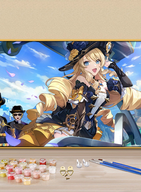 大小姐娜维娅填色diy数字油画动漫卡通手绘解压涂鸦油彩画装饰画