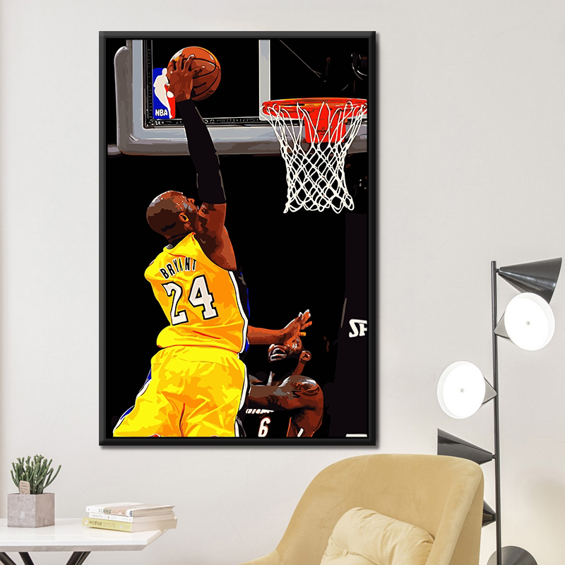 科比手办纪念品diy数字油画nba人物图案手工填色丙烯颜料装饰挂画