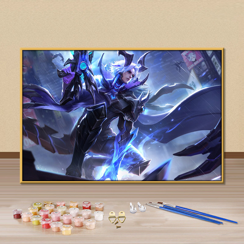 王者荣耀百里守约diy数字油画游戏人物图案手工填充手绘画装饰画