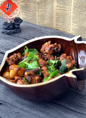 农家乐怀旧餐具半瓦罐坛香肉餐具破罐子土砂瓦片碗土掉渣特色餐具