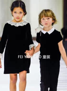 秋冬宫廷复古女童长袖蕾丝花边