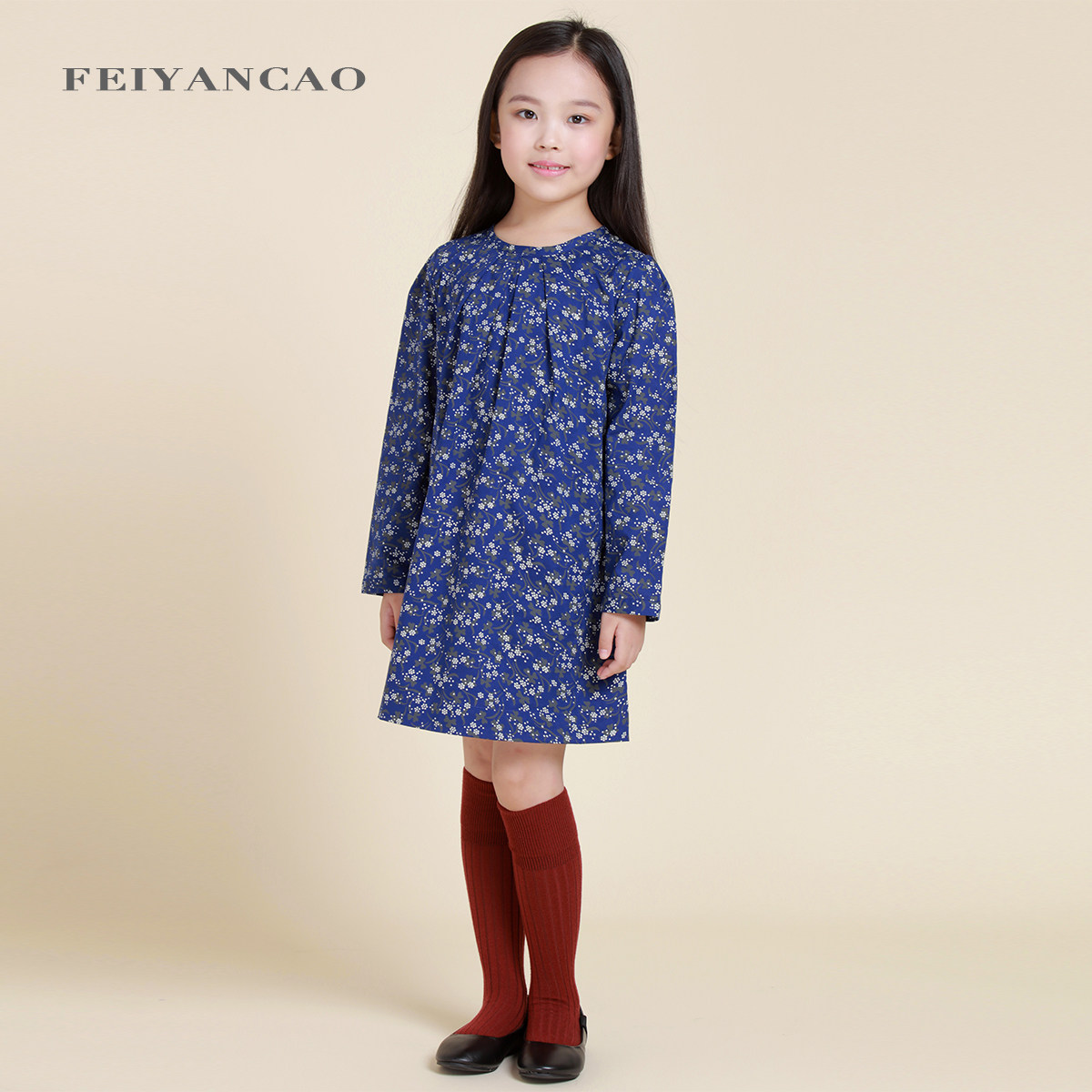 FEIYANCAO童装 女童碎花连衣裙春秋款BP儿童纯棉长袖淑女礼服裙子