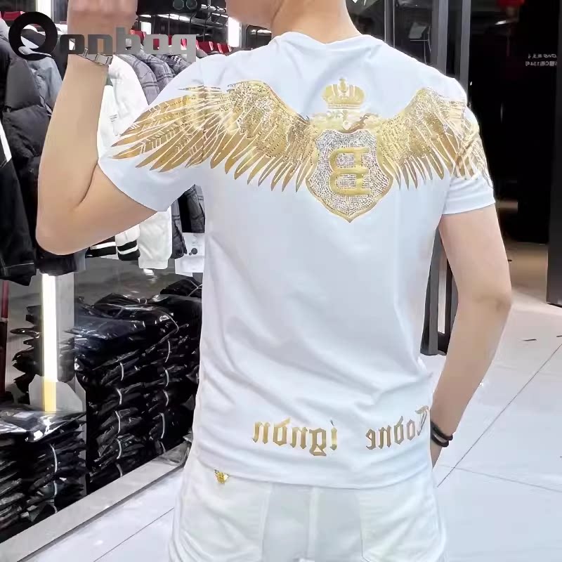 高级感品牌男款潮流印花t恤衫短袖中年百搭上衣半袖体恤时尚秋天