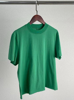 现货】反手就是一个赞~2026春夏绿色小圆领短袖T恤女叠穿单穿上衣