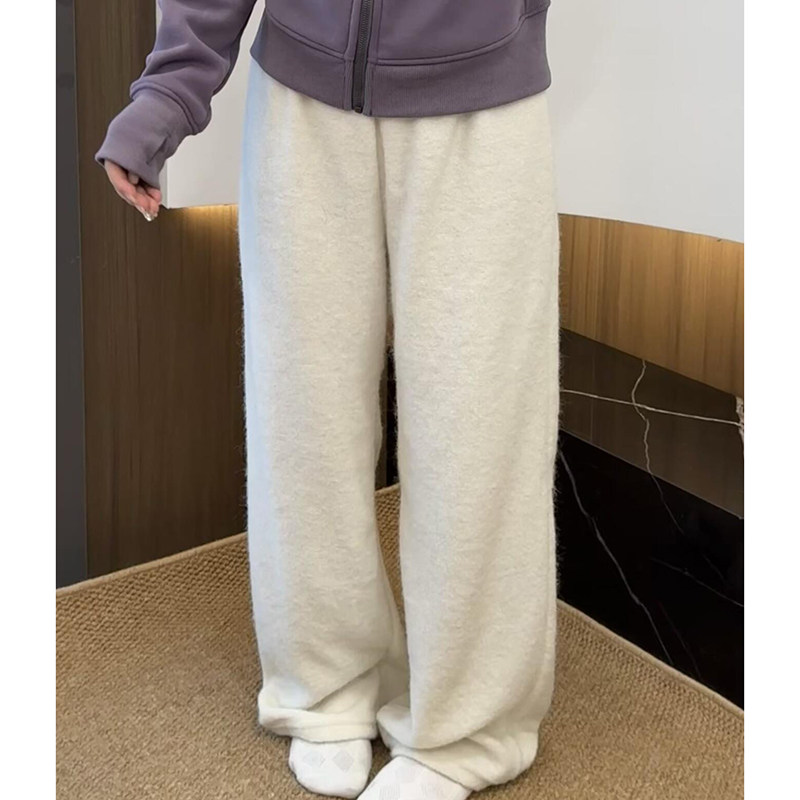奶呼呼米白色圈圈毛直筒阔腿裤冬季新款厚款保暖休闲遛弯拖地长裤,女装/女士精品,卫裤,淘宝优惠券,粉丝福利购,淘宝优惠卷
