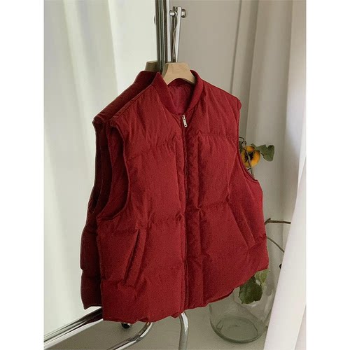 立领拉链羽绒马甲无袖厚棉服坎肩