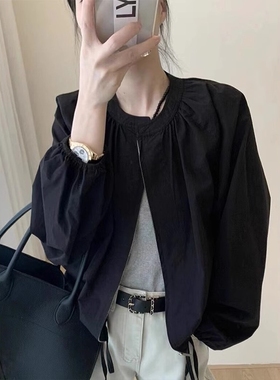 【现货封神穿搭】推荐！是我想要的黑色小众设计圆领褶皱拉链外套