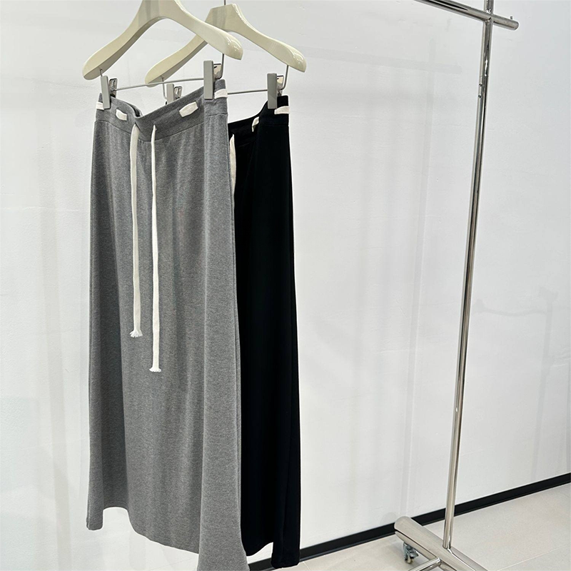 灰色撞色抽绳高腰设计感直筒垂感半身裙女冬季新款通勤百搭A字裙,女装/女士精品,大码半身裙,淘宝优惠券,粉丝福利购,淘宝优惠卷