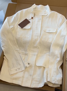 【现货~GAO端版！】2026早春经典四口袋亚麻透气纽扣收腰防晒外套