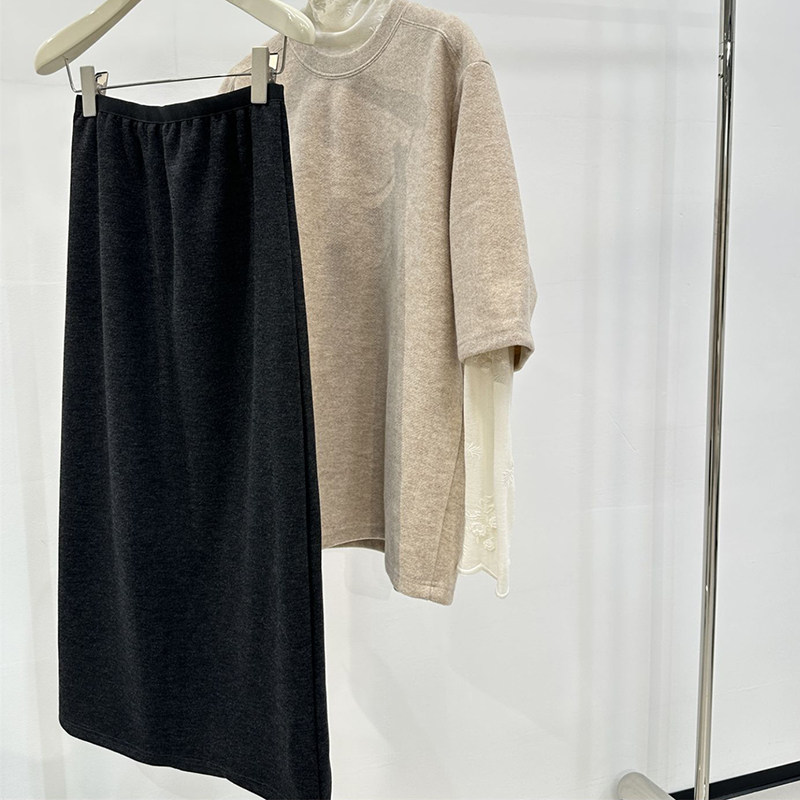 现货】气质藏青色高腰毛呢后开叉直筒中长裙女冬季休闲百搭半身裙,女装/女士精品,卫裤,淘宝优惠券,粉丝福利购,淘宝优惠卷