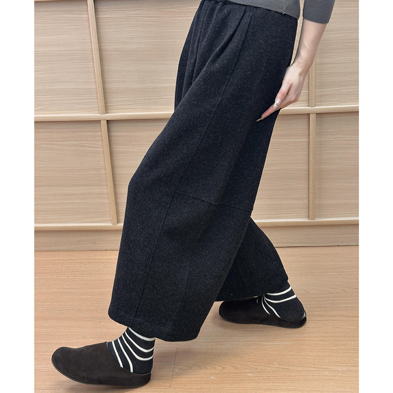 现货】高级感黑灰色高腰压褶弯刀阔腿八分裤女冬季加绒休闲裤长裤,女装/女士精品,卫裤,淘宝优惠券,粉丝福利购,淘宝优惠卷