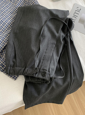 现货】一穿一个不吱声！2026春夏格雷系灰色高腰弯刀西裤通勤长裤