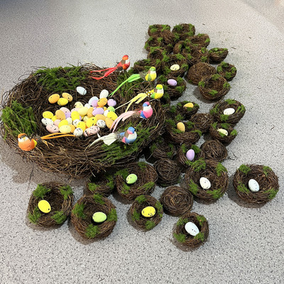 藤编鸟窝装饰造景鸟蛋仿真青苔草窝小鸟摆件拍摄道具幼儿园鸟巢