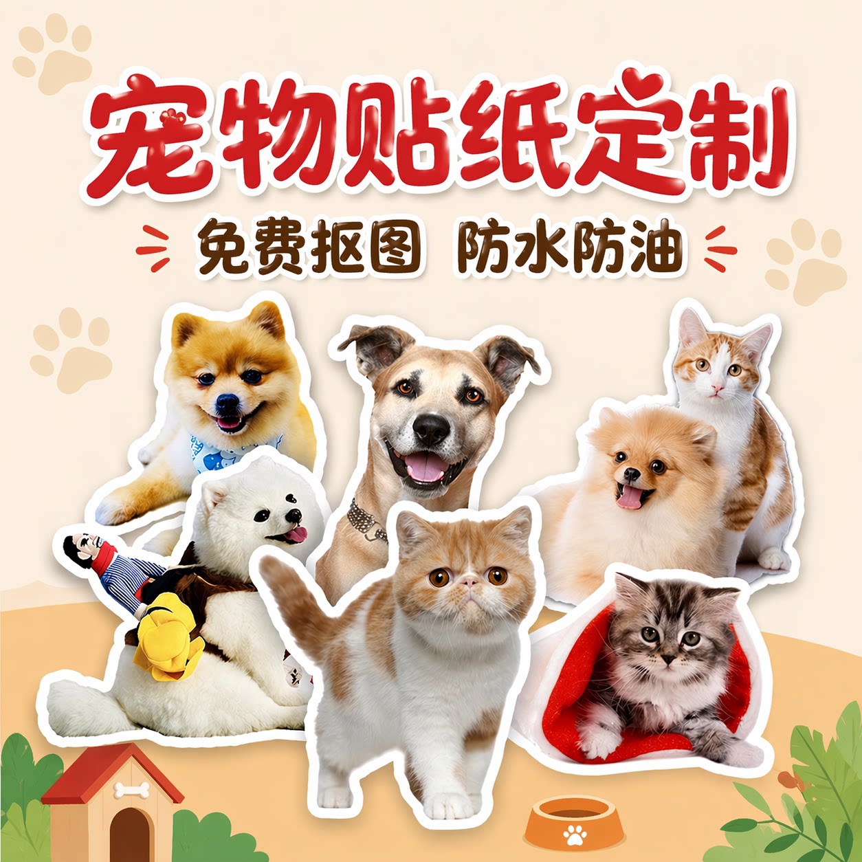 宠物防水贴纸定制贴纸防水防油图片