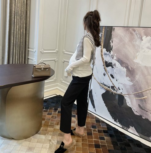 孕妇直筒裤子春秋九分西装裤