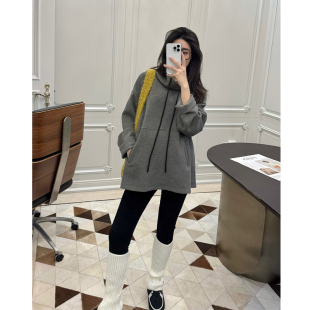 秋冬羊毛绒高领抽绳卫衣保暖宽松慵懒时髦上衣 孕妇装 LeoMami