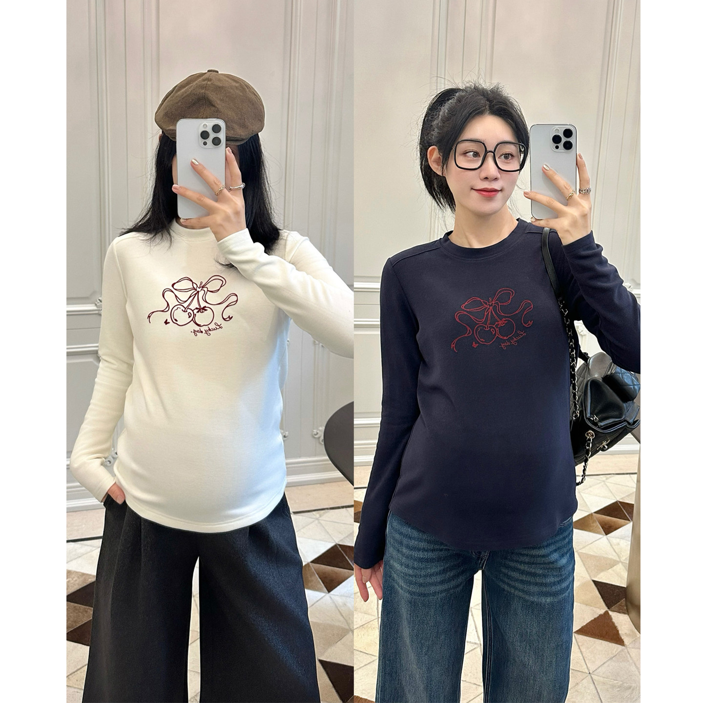 LeoMami孕妇装秋冬款丝绒印花长袖T恤加绒加厚修身百搭德绒打底衫,孕妇装/孕产妇用品/营养,T恤,淘宝优惠券,粉丝福利购,淘宝优惠卷