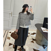 LeoMami高级感孕妇装 冬羊毛小香风羽绒外套休闲气质粗花呢短外套