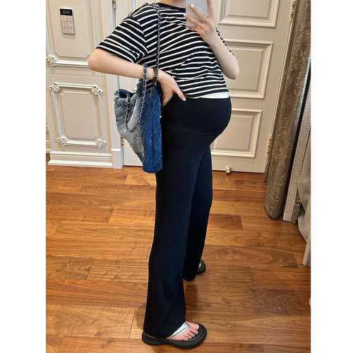 孕妇裤春秋微喇叭裤高腰马蹄裤子