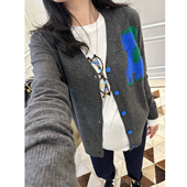 小马提花羊毛针织开衫 LeoMami孕妇装 春款 可爱减龄休闲毛衣外套