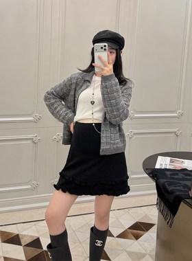 孕妇装春秋款洋气双层木耳边半裙