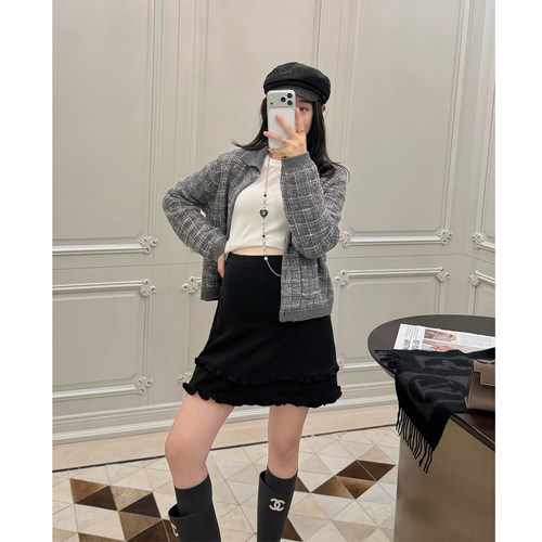 孕妇装秋冬款洋气双层木耳边半裙