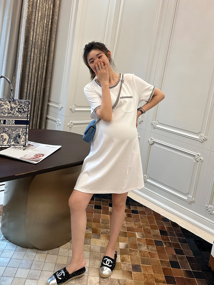 【LeoMami】高级感孕妇装夏季小香风连衣裙通勤气质显瘦名媛T裙子