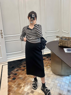 后开叉包臀半身裙外穿时尚 秋冬款 孕妇装 托腹打底半裙 LeoMami