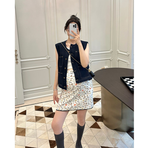 孕妇装夏季可爱小狗印花半身裙