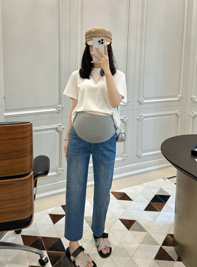 LeoMami托腹弹力直筒孕妇裤