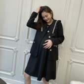 款 海军领显瘦哺乳珍珠连衣裙 春秋款 设计感时尚 LeoMami 孕妇装