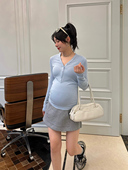 秋装 新款 V领打底衫 LeoMami孕妇装 内搭洋气设计感长袖 T恤显瘦上衣