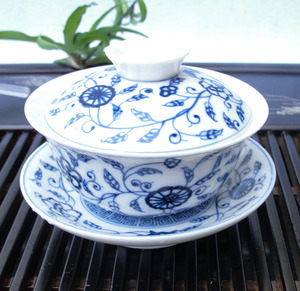 盖碗功夫茶具缠枝莲半组青花茶具茶杯碗茶碗盖碗茶三才碗