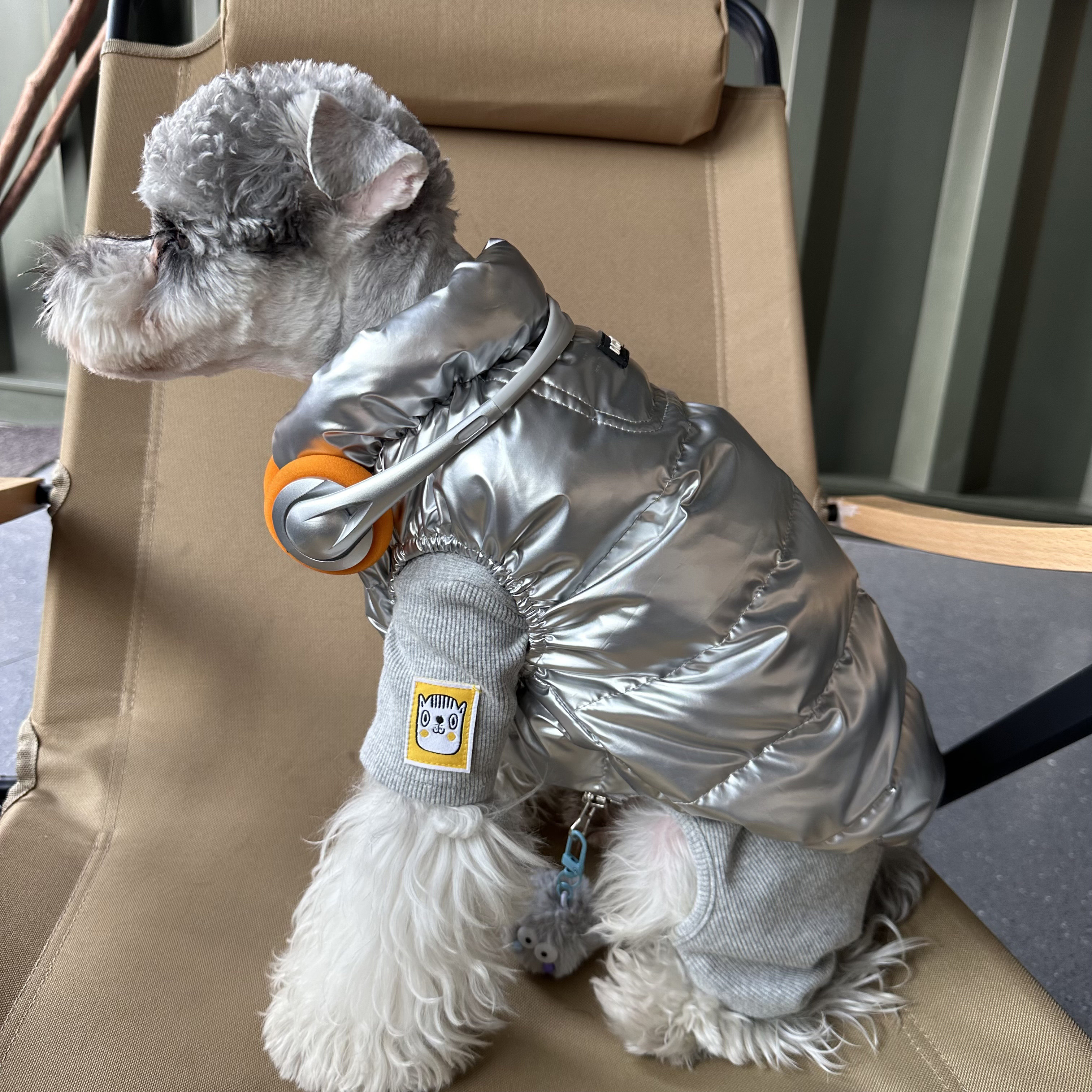 FZL狗狗衣服秋冬保暖加厚雪纳瑞比熊泰迪柴犬西高地银色羽绒马甲