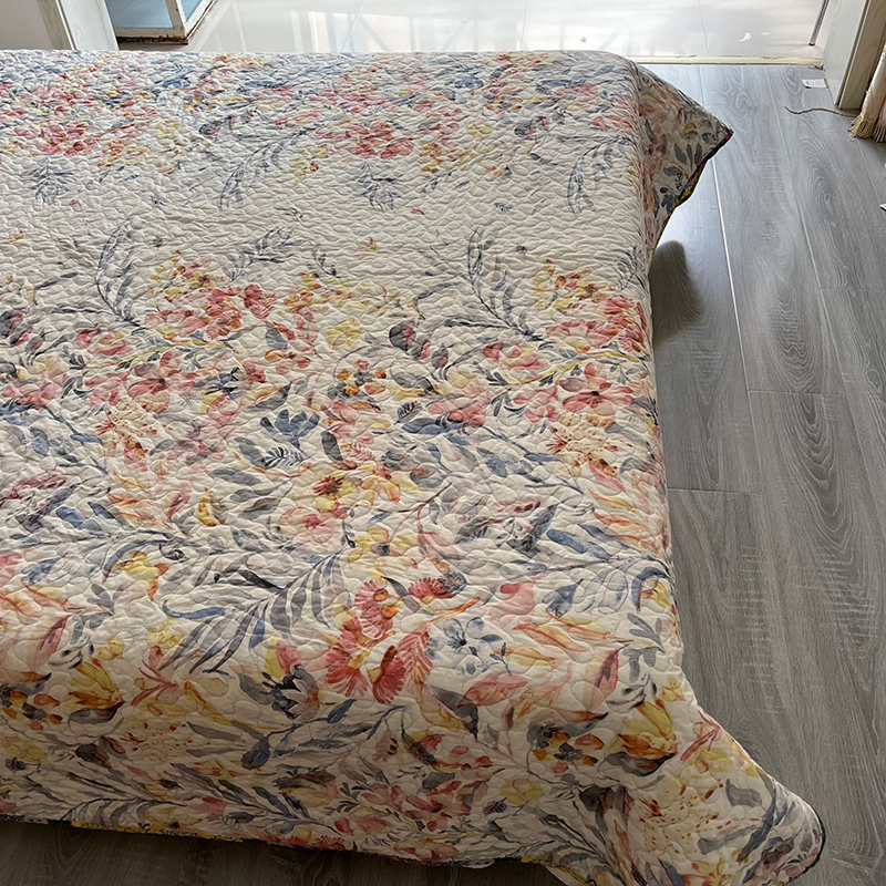 外贸尾单纯棉床盖双人全棉