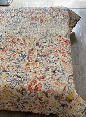 外贸尾单库存处理纯棉床盖夹棉绗缝被全棉印花双人床盖200*240cm