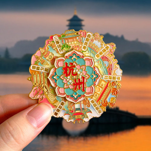 杭州旅游金属文创纪念品冰箱贴磁贴西湖三潭印月断桥灵隐寺雷峰塔
