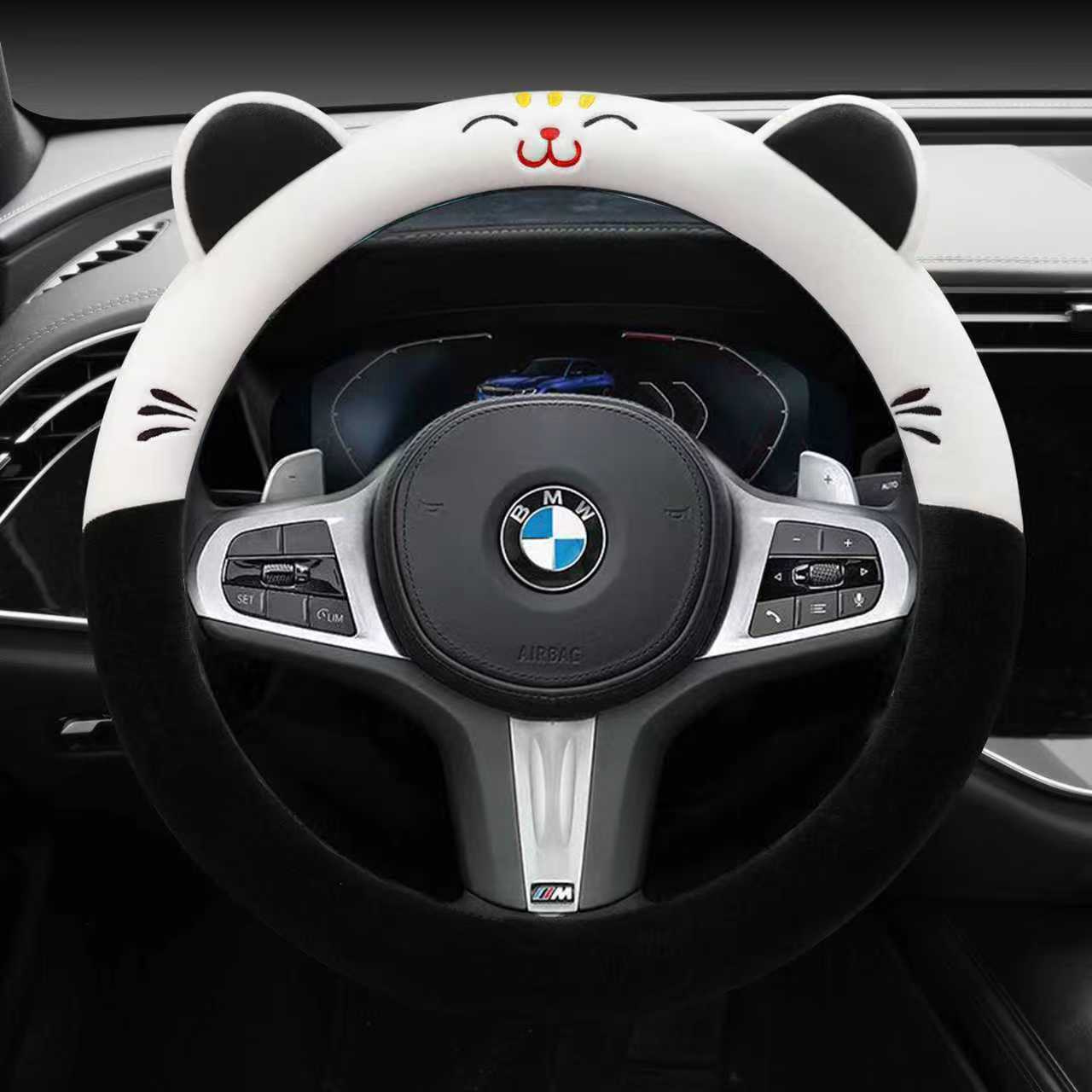 宝马新5系6方向盘套冬季毛绒