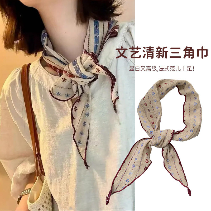 复古文艺棉麻丝巾百搭围巾