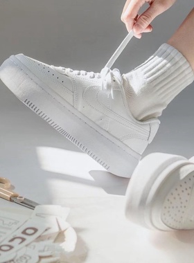 Nike Court Vision 1 Alta 缓震 舒适轻便 耐磨 厚底增高运动板鞋