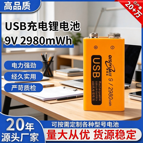 琪思渊九V充电锂F622方块电池